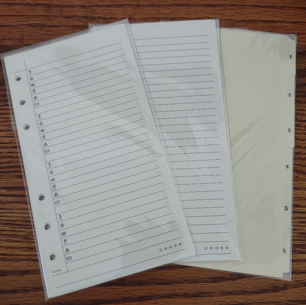 Cross and Filofax A6 Planner Inserts *** Final Price ***